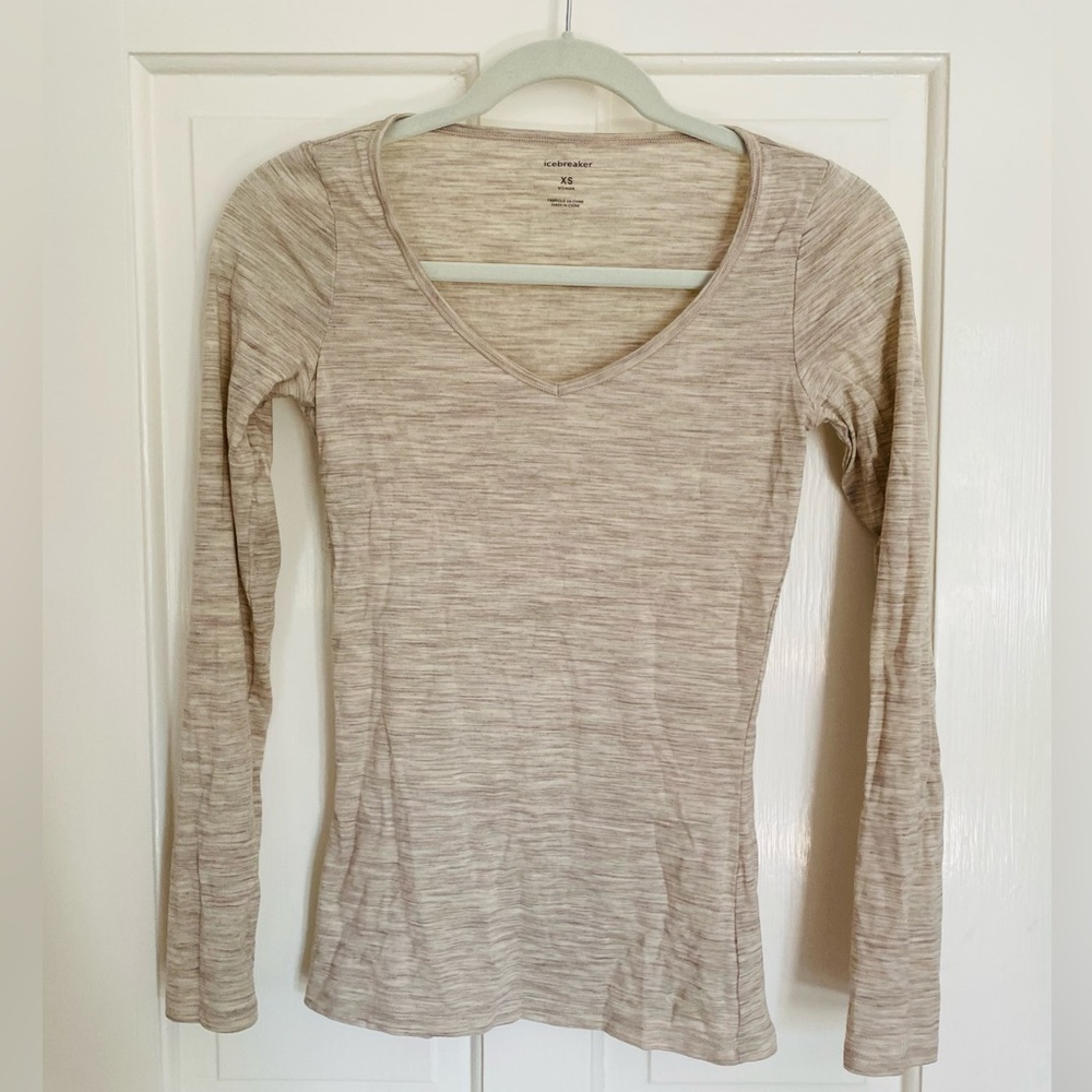 Icebreaker Women’s Siren Sweetheart Long Sleeve Top Fawn Heather, XS